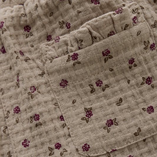 Buxur m/blómum - Oxford Tan