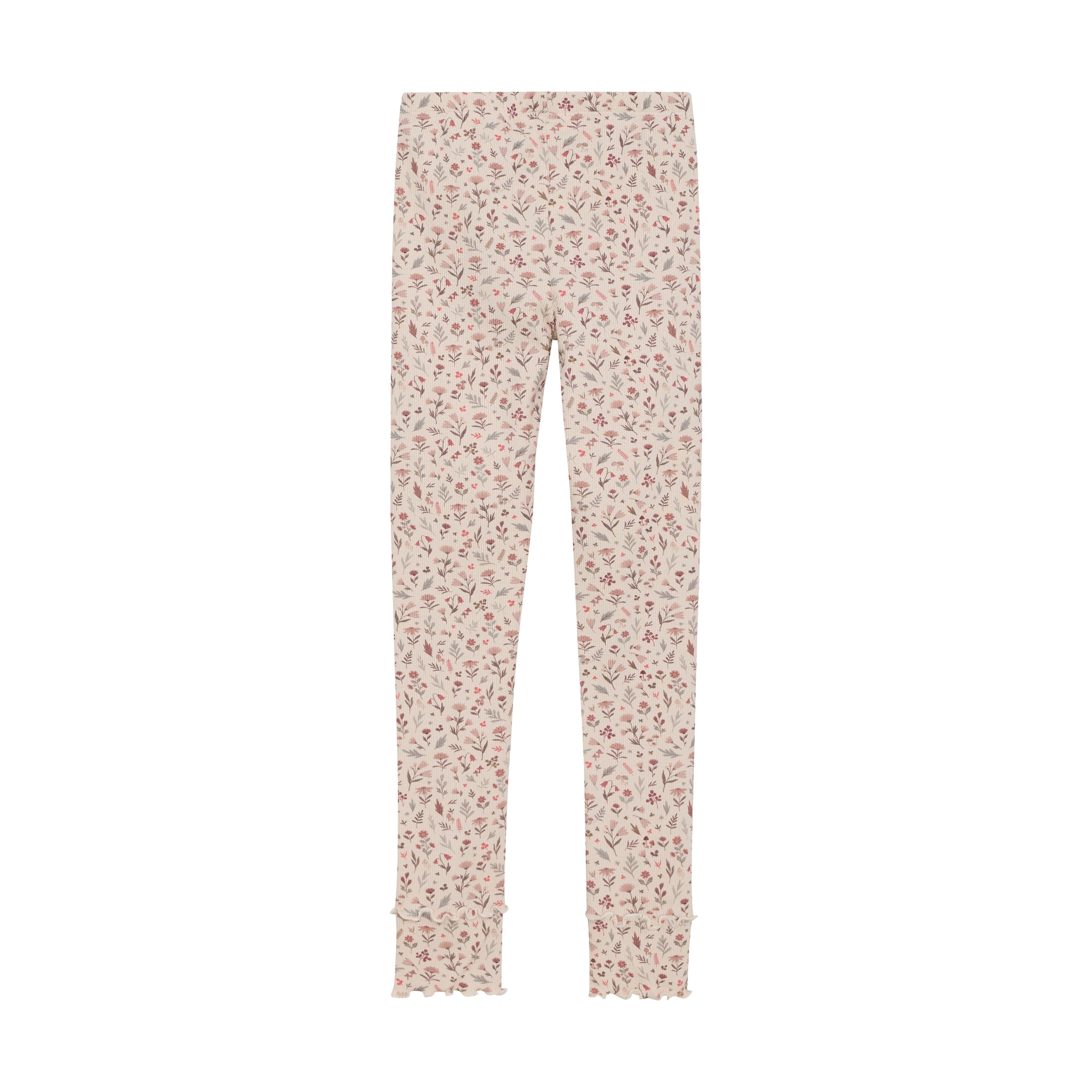 RIB leggings m/blómum - Sandshell