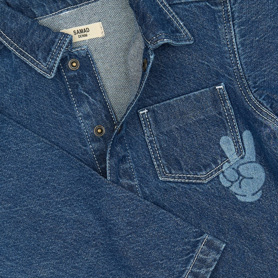 Parker gallaskyrta - Blue Denim