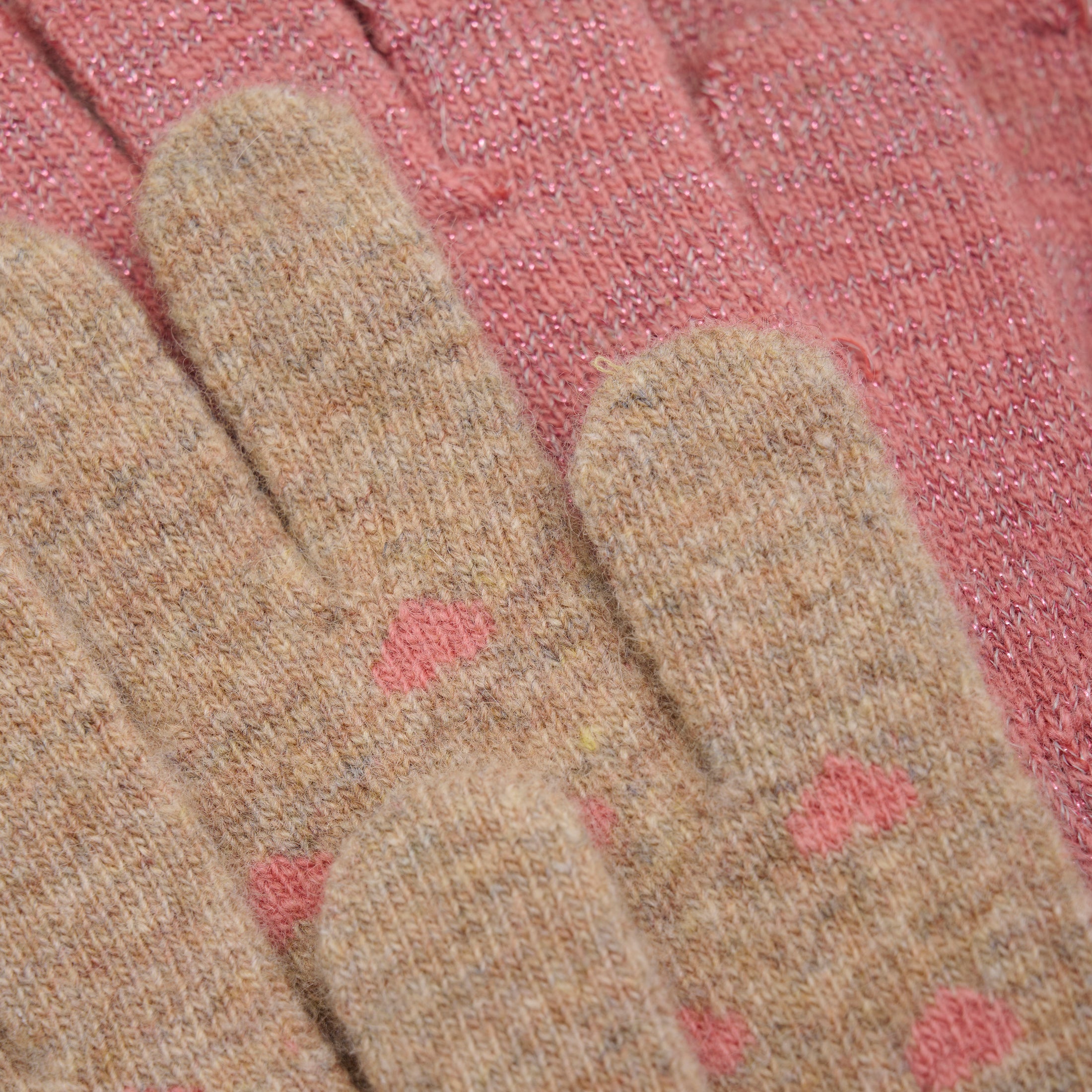 Fingravettlingar m/ull - Brick Dust