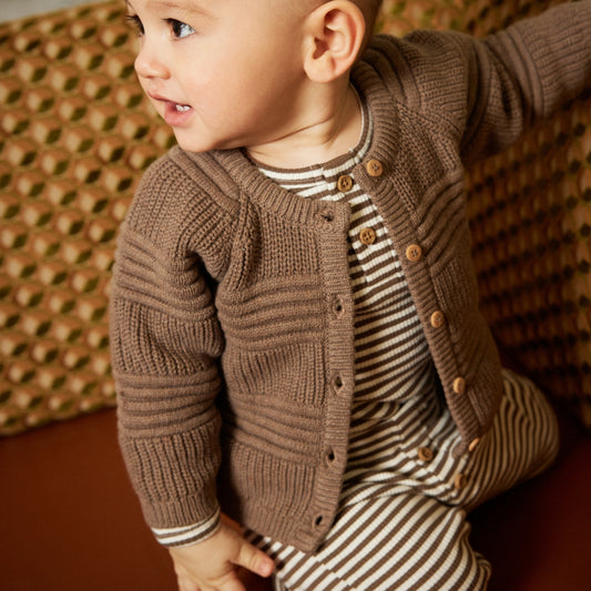 Hneppt peysa - Dark Brown Melange