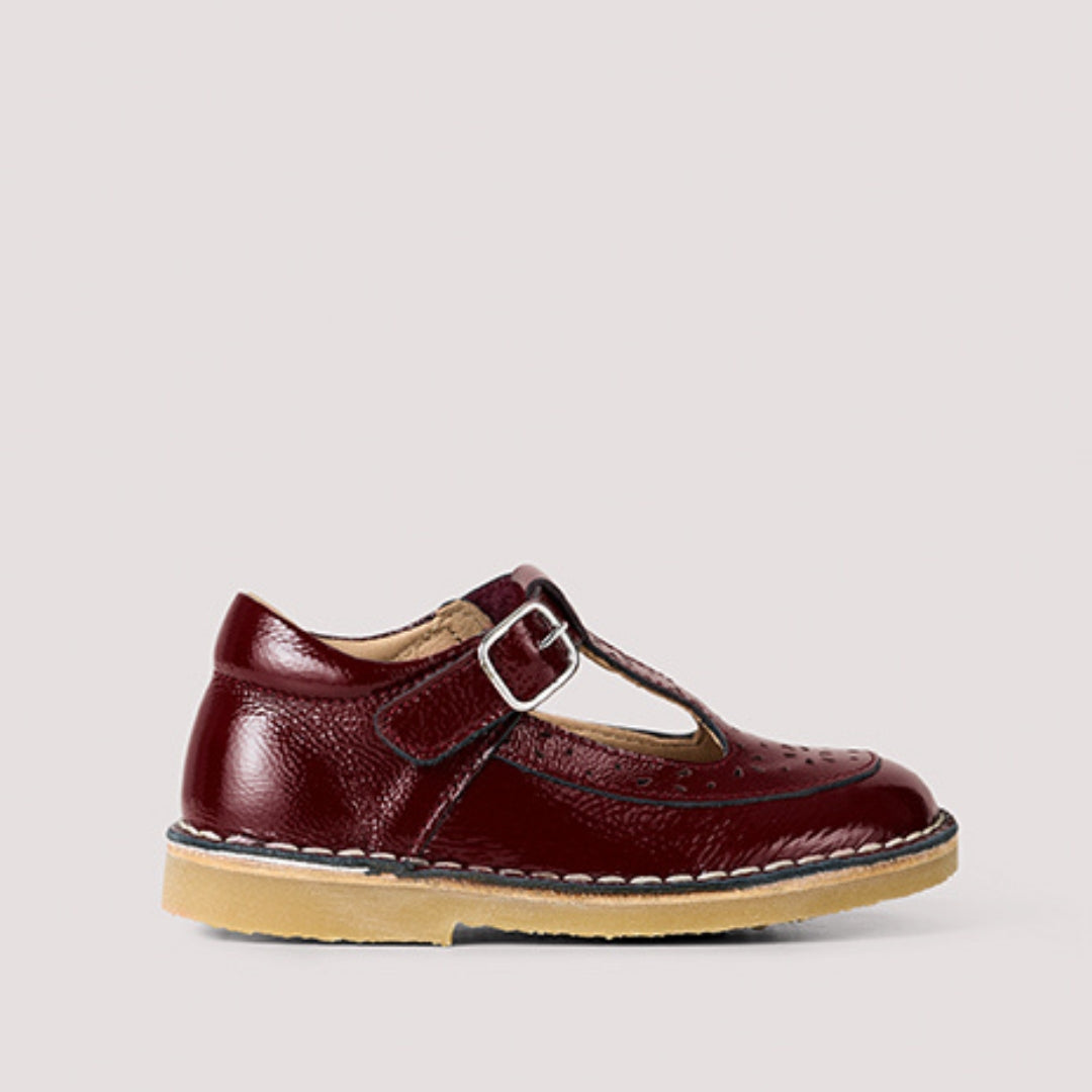 Skór, Low T-Bar Flower - Burgundy