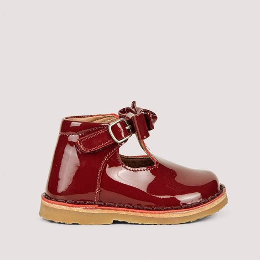 Skór, T-Bar Bow - Cherry Patent