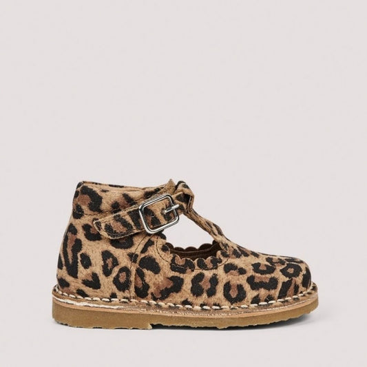 Skór, T-bar Scallop - Leopard