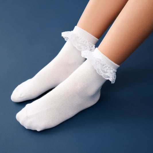 Sokkar m/blúndu - White