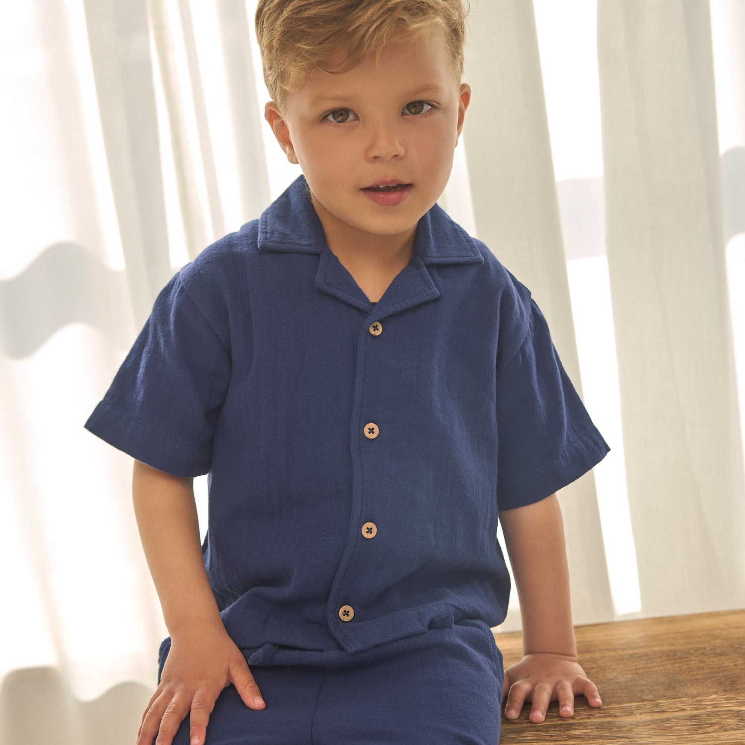 Stuttbuxur, muslin - Medieval Blue