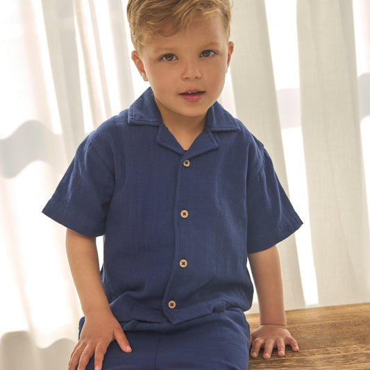 Stuttbuxur, muslin - Medieval Blue