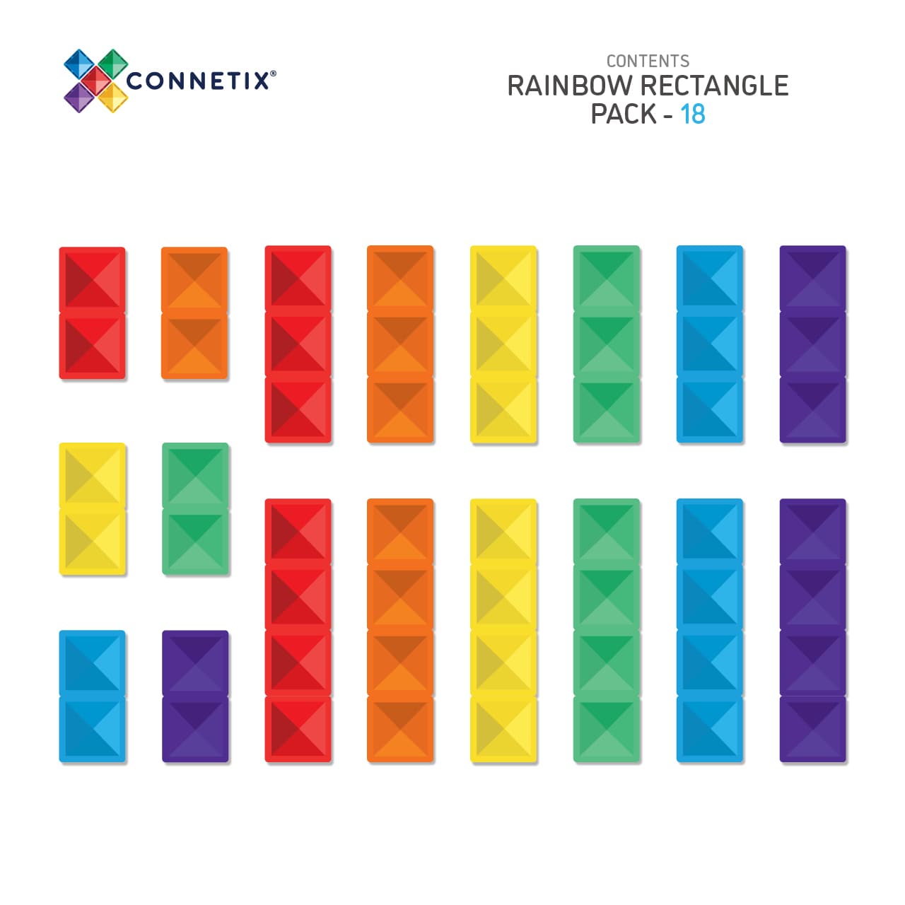 Rainbow segulkubbar, Rectangle Pack - 18stkp
