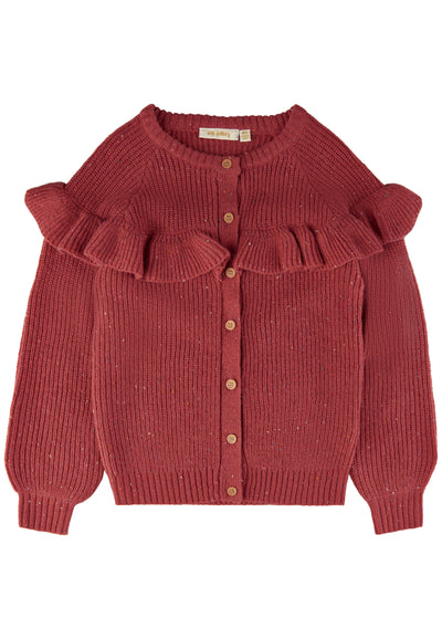 Peysa, Wool Knit Cardigan - Mineral Red