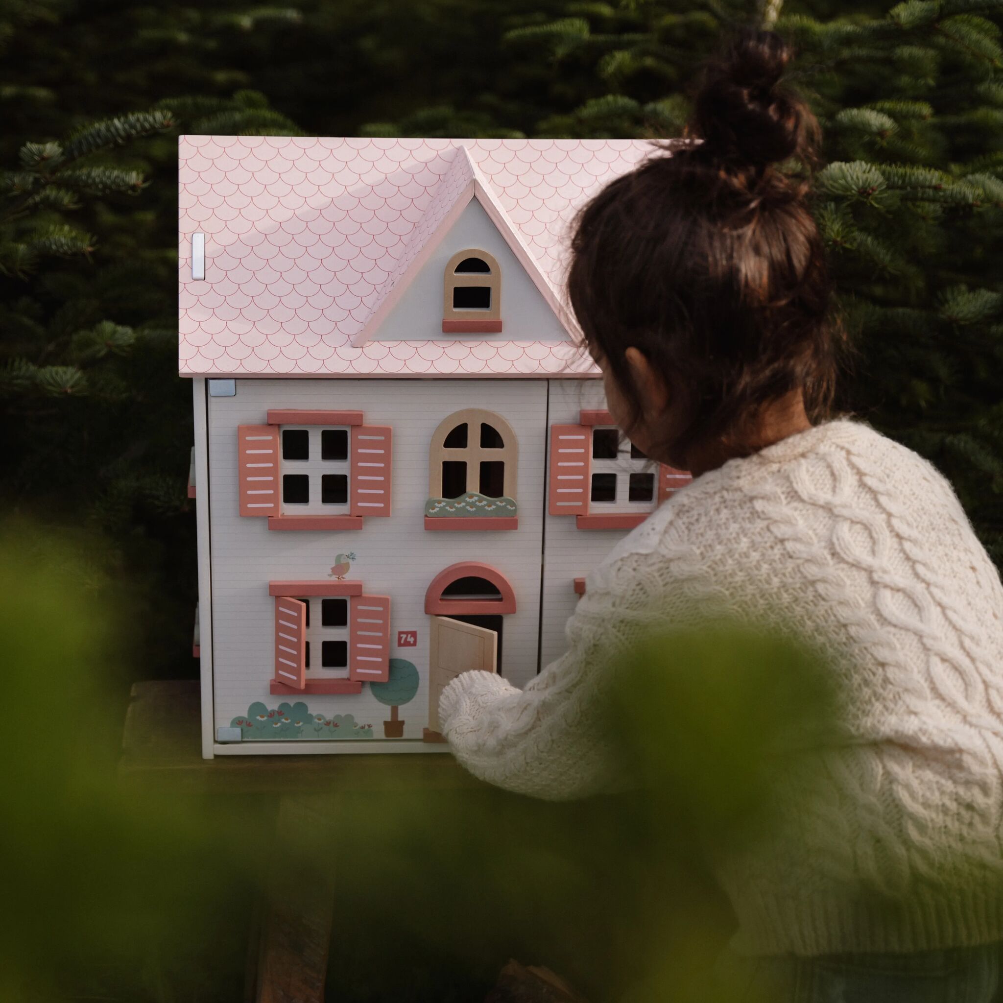 Dúkkuhús, bleikt - stórt